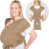 KeaBabies Tragetuch Baby Neugeboren - D-Lite Elastisches Baby Tragetuch Neugeborene, Einfach Anzuziehen Babytrage Neugeborene Ab Geburt, Ring-Trage Babytragetuch Ohne Binden (Warm Hearth)