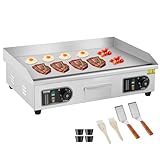 VEVOR Kommerzieller Elektrogrill Grillplatte, 4000 W, flache Griddleplatte für die Arbeitsplatte, einstellbare Temperatur von 50 bis 300 °C, Grillplatte 663 x 475 mm, mit Schaufeln, Bürsten