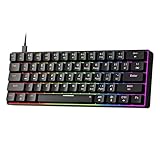 Newmen GM611 Gaming Tastatur,LED Beleuchtung 61 Multimedia-Tasten Kabelgebundene Mechanische Tastaturs Anti-Ghosting Programmierbare Gaming Tastatur 60 Prozent für PC/Window Gamer,Red Linear Schalter