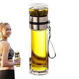 Tee-Ei-Glasflasche | Auslaufsichere 500 ml Wasserflasche | Doppelwandige Kaffeetasse, tragbarer Teewasser-Trennbecher für Mädchen und