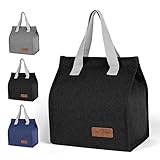 Vicloon Lunch Bag,Klein Lunchtasche, Faltbare Isoliertasche, Thermotasche mit Folienfutter, Mittagessen Tasche für Unterwegs,Arbeit,Schule,Ausflug Lebensmitteltransport-Schwarz