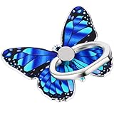 Mabor Schmetterling Handy Ring Halterung Blau 360 Grad Drehbare Handy Cute Handyring Lackierter Ring Halter Fingerhalter Metall Fingerring Ständer Handyhalterung für Alle Smartphones