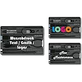 Victorinox Swiss Card Classic mit Wunschdruck I Geschenk für Männer I Geschenke zum Geburtstag I Schweizer Taschenmesser personalisiert 10 Funktionen (schwarz transparent)