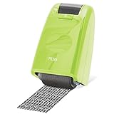 PLUS Japan, Datenschutz Rollstempel Camouflage in Grün, Textschwärzer, Identitätsschutz, 1er Pack (1 x 1 Rollstempel)