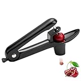 Kirschentkerner Edelstahl, Kirschkernentferner, Kirschentsteiner Manuell, Kirschenentkerner, Obstentkerner Cherry Corer Entferner, Für Schnell Entsteiner Kirschen (Schwarz)