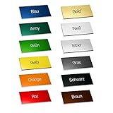 1x Namensschild selbstklebend - 12 versch. Farben - MADE IN GERMANY - 0,8mm dick - Namensschild für Haustür und Briefkasten - Klingelschild wetterfest - Hochwertiges Türschild/Briefkastenschild