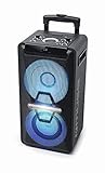 Muse DJ PA-Anlage mit Akku, 300 Watt, mit CD, Bluetooth und Licht-Effekten (USB, AUX, Mikrofon, Fernbedienung), schwarz