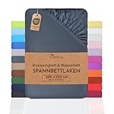 NatureMark Basic Boxspringbett & Wasserbett Spannbettlaken 200 x 220 cm - 40 cm Steghöhe - 200x220cm Spannbetttuch - 100% Baumwolle, Anthrazit/Dunkel grau