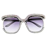 UKCOCO Professionelle Damen Sonnenbrille Schwarz mit UV Schutz Strassverzierung und Winddichtem Rahmen Outdoor Autofahrbrille mit Klarer Linse