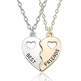 2 Stück BFF Halsketten Freundschaftskette Beste Freunde für Mädchen Geburtstagsgeschenke Anhänger Kette Geschenke (Gold Silber)