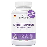 Bandini® L-Tryptophan 240 Kapseln - L Tryptophan hochdosiert mit 500mg je Kapsel - 8 Monate Reichweite - Aus pflanzlicher Fermentation - Laborgeprüft, ohne unerwünschte Zusätze - 100% Vegan