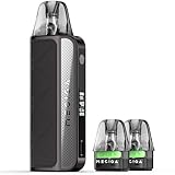 MECIGA E Zigarette Kit 40W Vape Pod System Aufladbar 1600mAh Akku mit Nachfüllbar 2 Coils 0,3ohm 0,6ohm, Einstellbarer Luftstrom, Ohne Nikotin Ohne Liquid