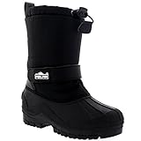 Unisex Kinder Pull On Drawstring Schliessen Nylon Winter Schnee Regen Pelz Stiefel - Schwarz - BLK38 AYC0154