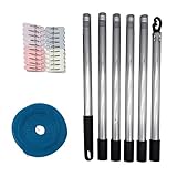 HUANGING Wäscheleinenpfosten, hochfest, Outdoor-Ständer, Edelstahl-Konstruktion, Höhenverstellung auf 1,8 m, abnehmbar für den Außenbereich