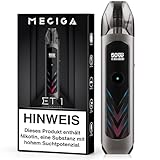 MECIGA E Zigarette Pod System Vape Aufladbar Kit mit 1000mAh Akku 2ml Kartusche, Pod System Kit Vape Nachfüllbar E Zigarette Starterset Ohne Nikotin Ohne Liquid, Grey