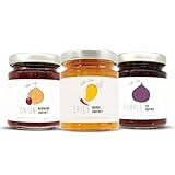 FOODOKO FINEST - Gourmet Chutney Set für Feinschmecker | Spicy Mango Chutney, Lila Feigen Chutney, Zwiebel und Himbeere Chutney (3x180g)