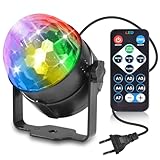 Discokugel LED, Discolicht mit Fernbedienung 360° Rotierende Ball Lights Musikgesteuert DJ Party Licht Dynamisch Lichteffekte für Zuhause Kinder Halloween Weihnachten Hochzeit