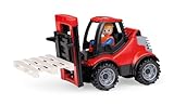 Lena® Truckies Gabelstapler mit Palette – 22 cm Spielzeug-Stapler mit Spielfigur, Stahlachse, Hubeinheit & Führerhaus, ab 2 Jahren, Indoor & Outdoor, TÜV Zertifiziert, Made in Europe