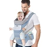 IULONEE Neugeborene Babytrage Baby Carrier Ergonomisch Babytrage mit Hüftsitz Multifunktional Kindertrage Dorsal und Ventral Babyrückentragen für Kleinkinder 3 Monate bis 3 Jahre (3-20kg) Blau