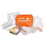Moto112+ Verbandtasche Motorrad, Verbandskasten Motorrad zur Erstversorgung, Erste Hilfe Set Verbandskasten Staubgeschützt, Spritzwassergeschützt & Hygienisch, 15x12x4cm Motorrad Verbandskasten Mini