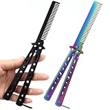 2 Stück Butterfly Kamm, Schmetterlings-Kamm, Faltbarer Taschenkamm Portable Butterfly Comb Metallkamm für Männer