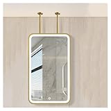ZQFHSX LED-Schwebender Deckenspiegel mit Metallrahmen, dekorativer Waschtischspiegel für Bad, Rasur und Make-up, goldfarben, 50 x 100 cm, ideal zur Montage über dem Waschbecken
