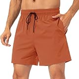 SPVISE Sportliche Herren-Shorts, schnelltrocknend, 12,7 cm, Workout-Shorts, leicht, Sport, Laufen, Basketball, Shorts, Netzfutter, Orange, rot, Klein