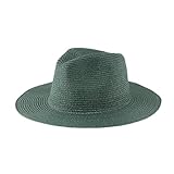WUFANGBU Sonnenhut Strohhut Hut Damen Große Krempe Lichtteller Panama Strohhut Jazzhut Outdoor Sonnenschutz Strand Sonnenhut Einheitsgröße Dunkelgrün