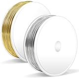 Caianwin 160m/2 Rolls Basteldraht Dünn 0.3mm Schmuck Draht Silber und Gold Blumendraht für Schmuck Herstellung Perlendraht, weicher Florist Draht, DIY Handwerksarbeit, Blumensträuße