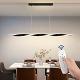 Pendelleuchte Esstisch, 120cm Esstischlampe Hängend LED Pendellampe Modern Hängeleuchte Schwarz, Dimmbare mit Fernbedienung Höhenverstellbar Hängelampe für Esszimmer Arbeitszimmer Küche Wohnzimmer