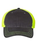 Richardson 111 Garment Washed Trucker Cap, Anthrazit/Neongelb, Einheitsgröße