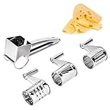 Cocoarm Parmesanreibe Kurbel, Drehbare Käsereibe, reibe, hobel aus Edelstahl mit 3 verschiedenen Klingen, Manuell käsereibe für Hartkäse Weichkäse Gemüse Schokolade Obst Nüsse