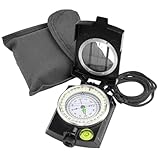 Kompass Militär Marschkompass mit Tasche, Professioneller Marschkompass Compass mit Tragetasche für Camping Jagd Wandern Geologie Aktivitäten, Professioneller Taschenkompass(Schwarz)