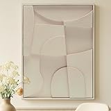 Ally Maison 3D Wandbild - 50x70cm Deko für Wohnzimmer in beige cream, Wanddeko, abstrakt, Hygge, modern, handgemalte Gemälde, Leinwandbild Flur Dekoration, Acryl, Minimalistisches Design, Scandi
