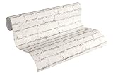 A.S. Création Vliestapete Best of Wood`n Stone 2nd Edition Tapete in Stein Optik fotorealistische Steintapete Backstein 10,05 m x 0,53 m grau weiß Made in Germany 319431 31943-1