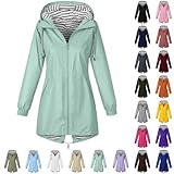ZWDC Damen Regenjacke Kapuzenjacke Frauen Leichte Jacke mit Kapuze Taschen Outdoorjacke Windbreaker Übergangsmantel Funktionsjacke für Alltag Reisen Wandern Trekking