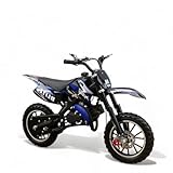 KXD 708A 49cc 2Takt Dirt Cross Pocket Midi Enduro Dirtbike Enduro Motocrossbike Motocross Motorrad Cross 60cm Sitzhöhe 10 Zoll Vorderrad Motor Pocketbike (blau, KXD 708A 49ccm 2T)