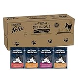 Felix Naturally Delicious, Katzenfutter nass Geschmacksvielfalt vom Land mit Gemüse in Gelee, 80er Pack (80 x 80g)