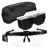 BCOATH LED Beleuchtete Lupenbrille zum Lesen und Reparieren Starke Vergrößerung Wiederaufladbar per USB Ergonomisch und Leicht für Präzise Arbeiten und Details