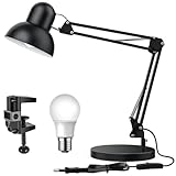 WAFTING Upgrade Große Schreibtischlampe, Schreibtischlampe Retro mit E27 Schraubbirne, Flexible Klemme auf Desk Lamp, Architektenlampe, 65cm Schwenkarm Schreibtischlampe, Led Tischlampe für Büro