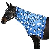 Kuscheliges Fleece Halsteil für Pferde von Snuggy Hoods - Überzieh-Version - 5 Farben, 10 Größen (Blaue Schafe, SM)
