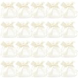 BCHMN Organzasäckchen Hochzeit Organza Beutel 9 * 12CM, 20 Stück mit Kordelzug und Schleife, Bonbons Geschenk Schmuckbeutel (Weiß)