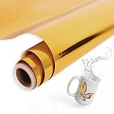 AULEEP Gold Vinylfolie Plotter - 30,5cm x 3m Permanent Plotterfolie Vinyl, Selbstklebend Vinylfolie für DIY, Tasse, Spülmaschinenfest, Wasserdicht Plotter Folien für Cricut, Silhouette Cameo