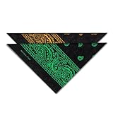 Moorle Bandana Baumwolle 100%, Bandana Kopftuch 2 Pcs, Halstuch Nickituch Damen, Bandana Head Scarf Protective, Scarf Paisley Pattern mit Mischfarben Rot und Blau/Gelb und grün