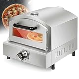 Tragbarer Outdoor-Pizzaofen mit Thermometer, Edelstahl für Camping, Hinterhof und Heckklappe