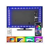 LED-Streifen für TV, USB-TV-Hintergrundbeleuchtungs-Kit mit Fernbedienung, App-Steuerung, Synchronisierung mit Musik, 5050 RGB Smart LED Bias Beleuchtung für HDTV (4 m für 65-75 Zoll Fernseher)