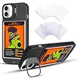 Display-Handyhülle für iPhone 16 | Integrierter Kameraständer | Inklusive 5 Top-Loader & Sleeves | Kompatibel mit Pokémon, Panini, Magic Collectors, Basketball, Fußballkarten & Fotos (Schwarz)