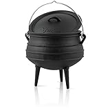 BBQ-Toro Potjie | Gusseisen Hexenkessel Potjie #2, ca. 6 Liter | Guss Kochtopf mit Füße | Südafrikanischer Dutch Oven | Kochtopf für offenes Feuer, Gusseisen Schmortopf mit Deckel | Fleischtopf
