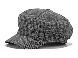 JFAN Classic lässige Ballonmütze für Damen Schirmmütze Kappe Barett mit Glencheck Karo Muster Maler Mütz Bakerboy Schiebermütze Newsboy Cap Cabbie,Schwarz
