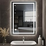 AllRight Badspiegel mit Beleuchtung 70x50cm | LED Spiegel | IP54 Wassergeschützt | Touch-Steuerung | Wandspiegel für Badezimmer | Horizontale/Vertikale Montage